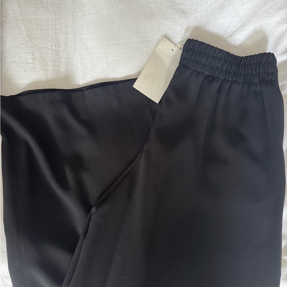 NWT Zara Black Crepe Wide-Leg Trousers - Picture 4 of 5